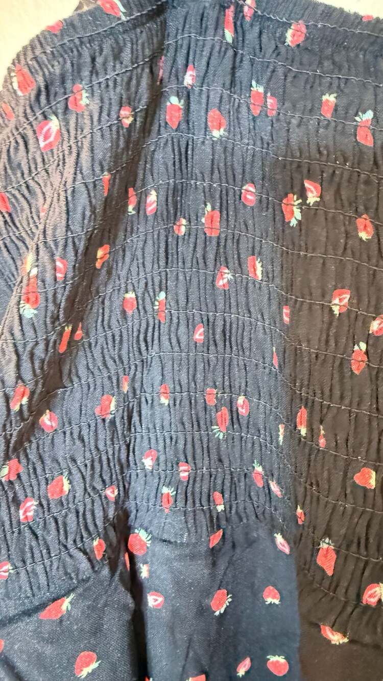 Wild Fable Black Strawberry Print Smocked Mini Dress Size M - Picture 3 of 7